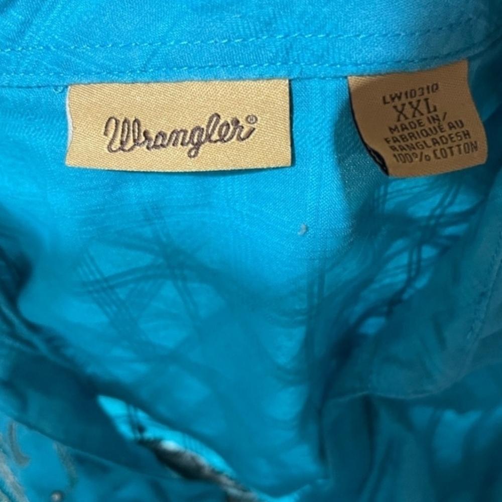 Wrangler Turquoise Embroidered Button Down Shirt XXL - Picture 8 of 16